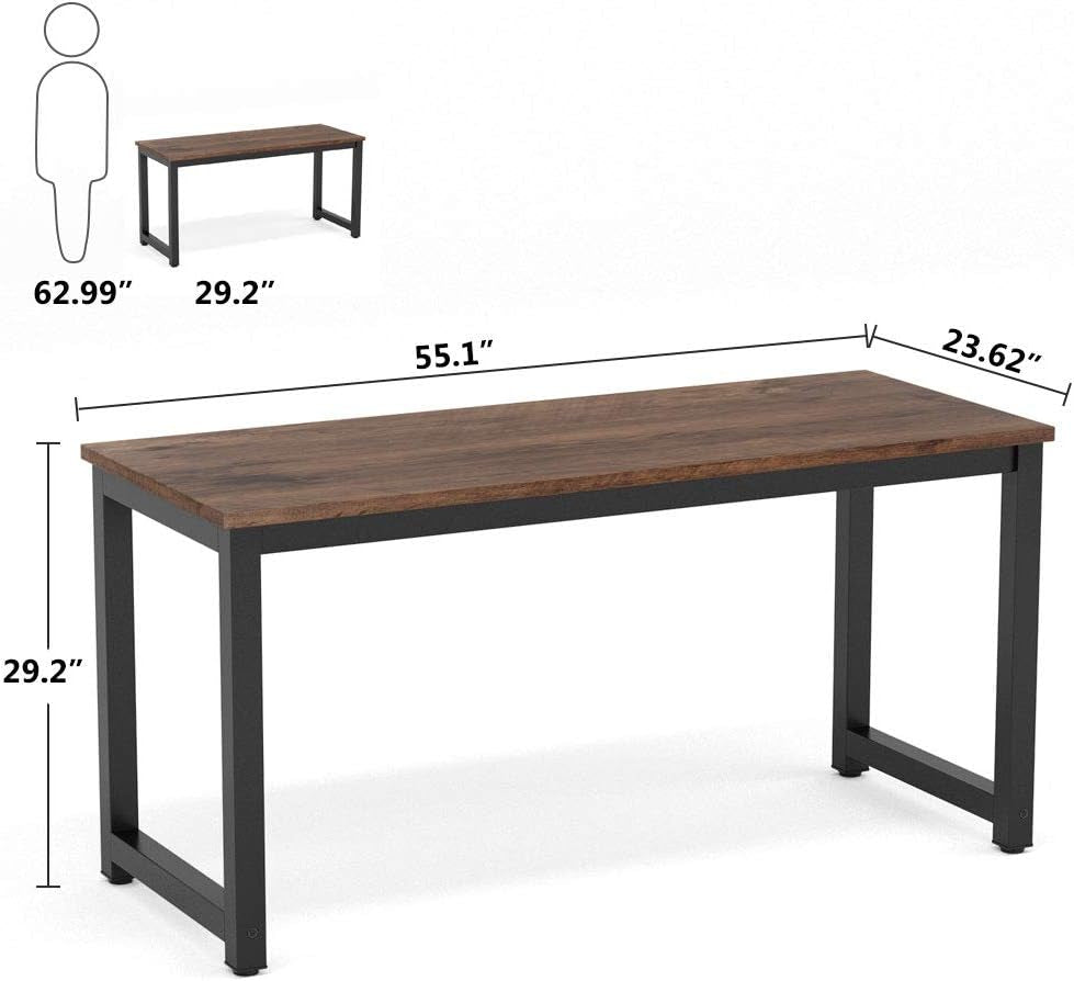 Wooden table with dimensions indicated on a white background