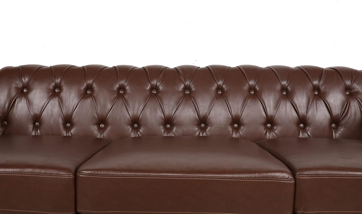 PU Brown Leather Modular Sectional Sofa Tufted Cushions-3