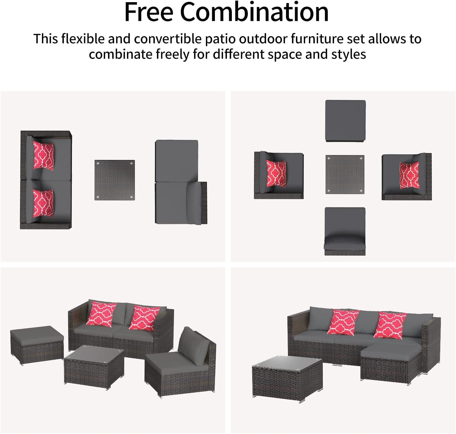 Outdoor Patio Conversation Set All Weather Gray Sectional-3