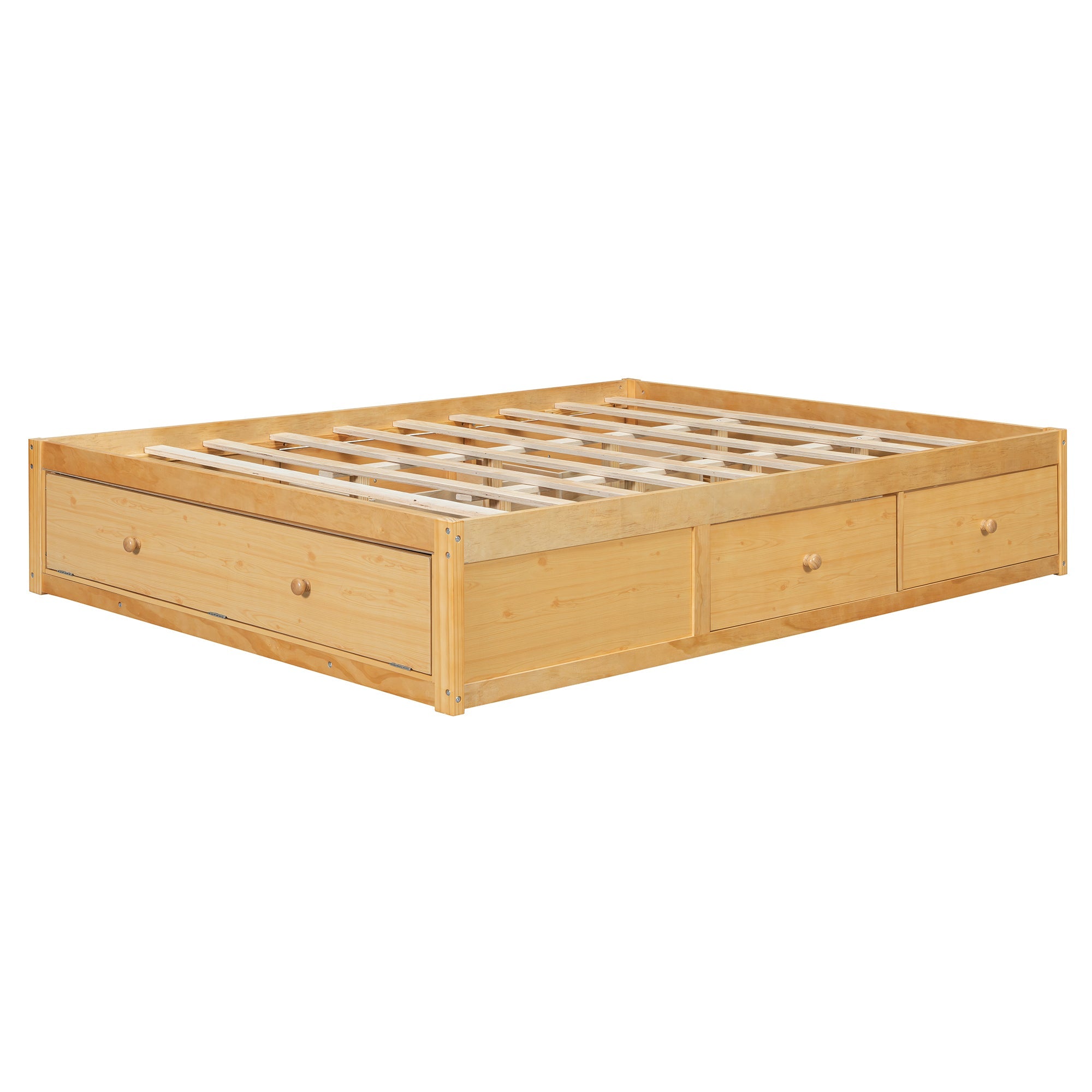 Platform Bed Frame with 4 Storage Drawers and Hydraulic Lift Footboard