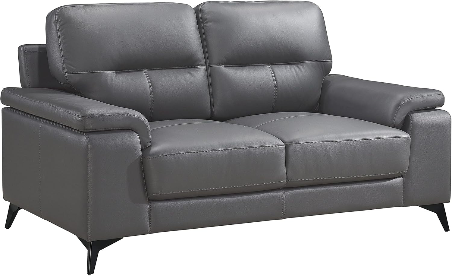 Gray leather sofa on a white background