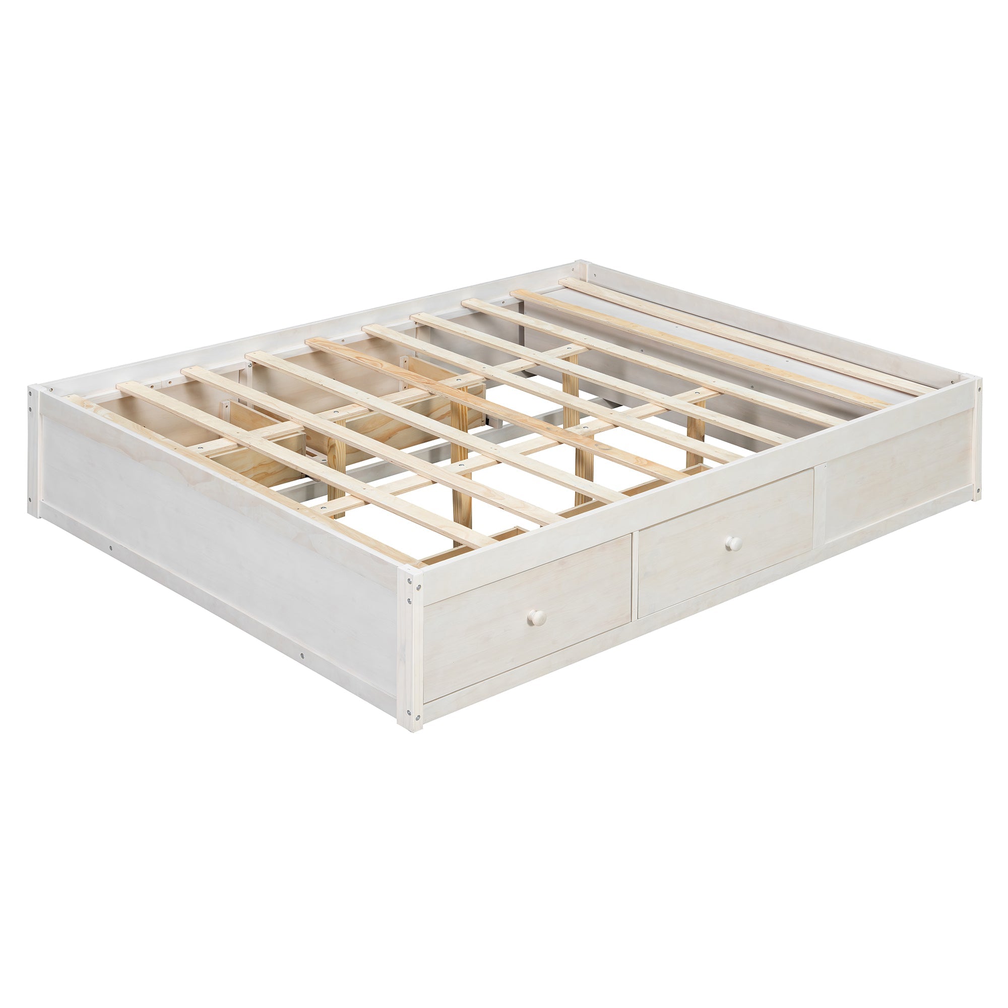 Platform Bed Frame with 4 Storage Drawers and Hydraulic Lift Footboard