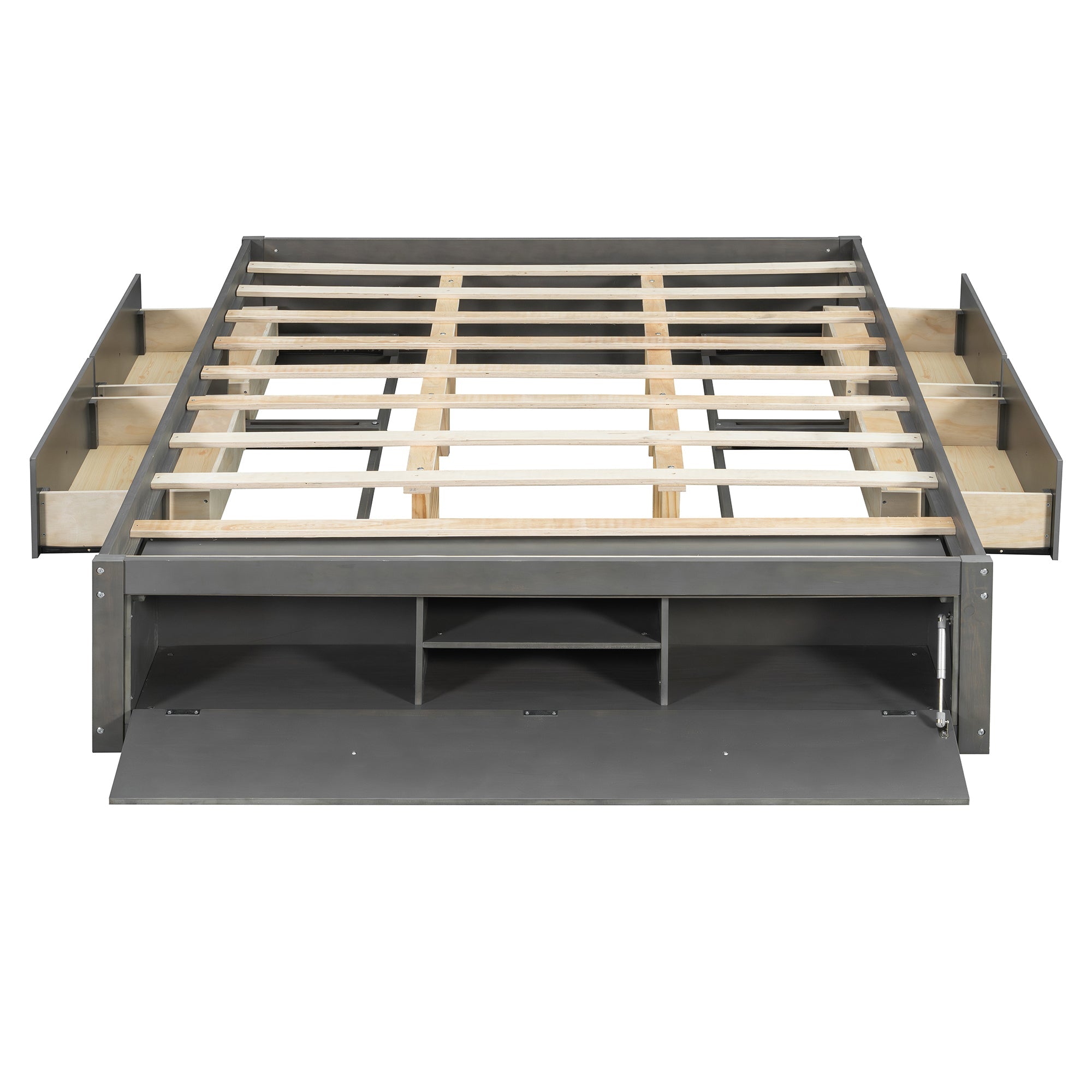 Platform Bed Frame with 4 Storage Drawers and Hydraulic Lift Footboard