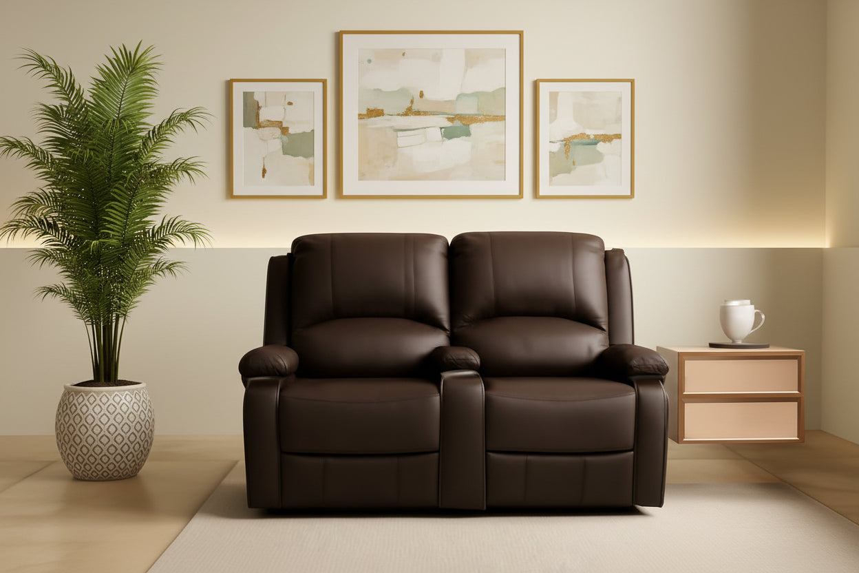 Powered Wall Hugger RV Recliner Sofa Loveseat 67In Chestnut-0