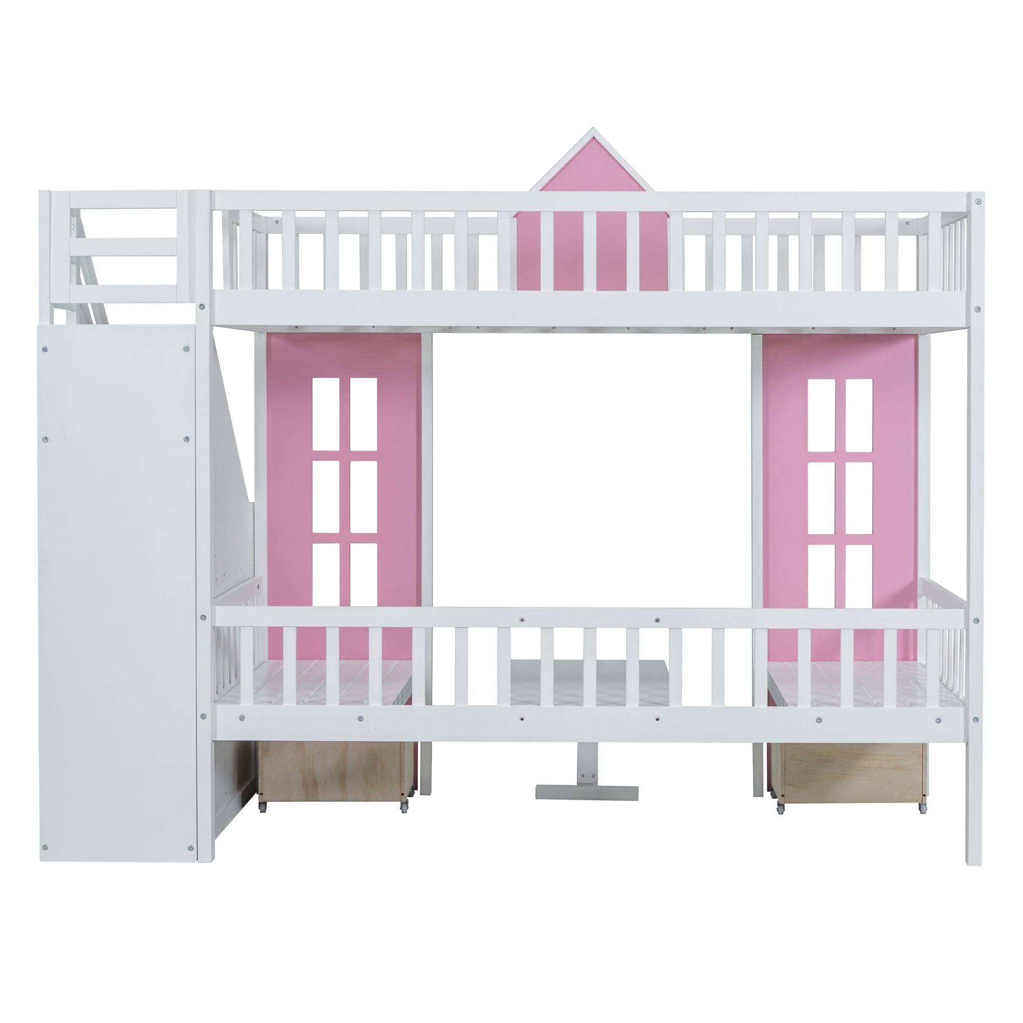 Twin-Over-Twin Bunk Bed with Changeable Table, Bunk Bed Turn into