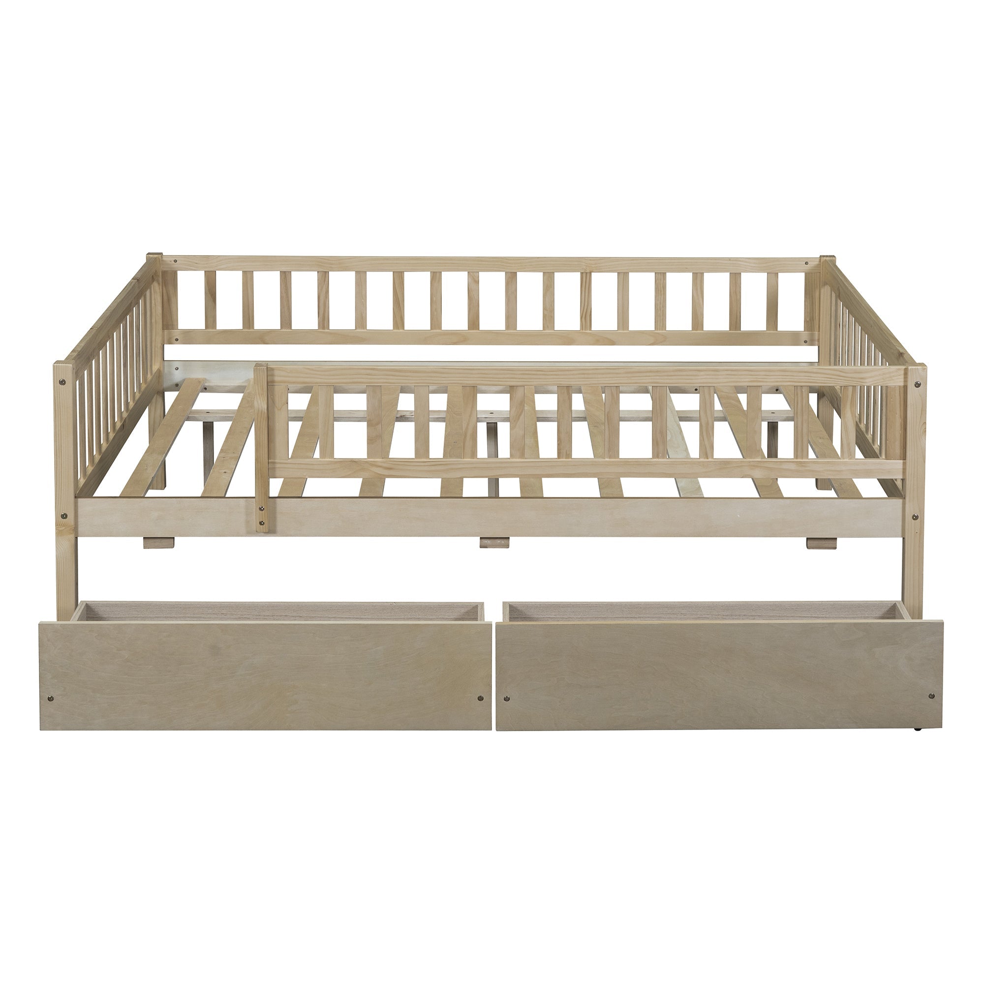 Full Size Daybed Wood Bed with Two Drawers
