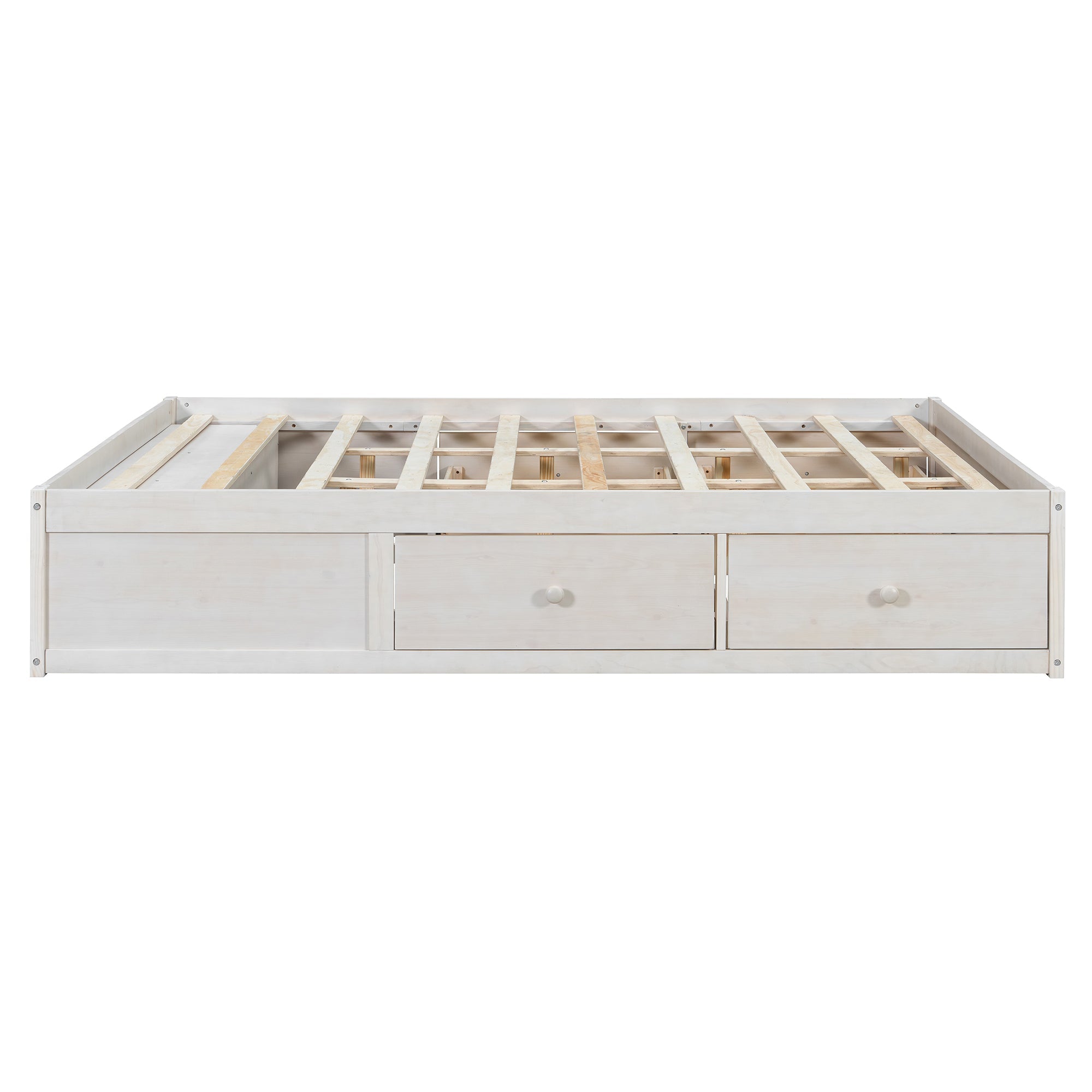 Platform Bed Frame with 4 Storage Drawers and Hydraulic Lift Footboard