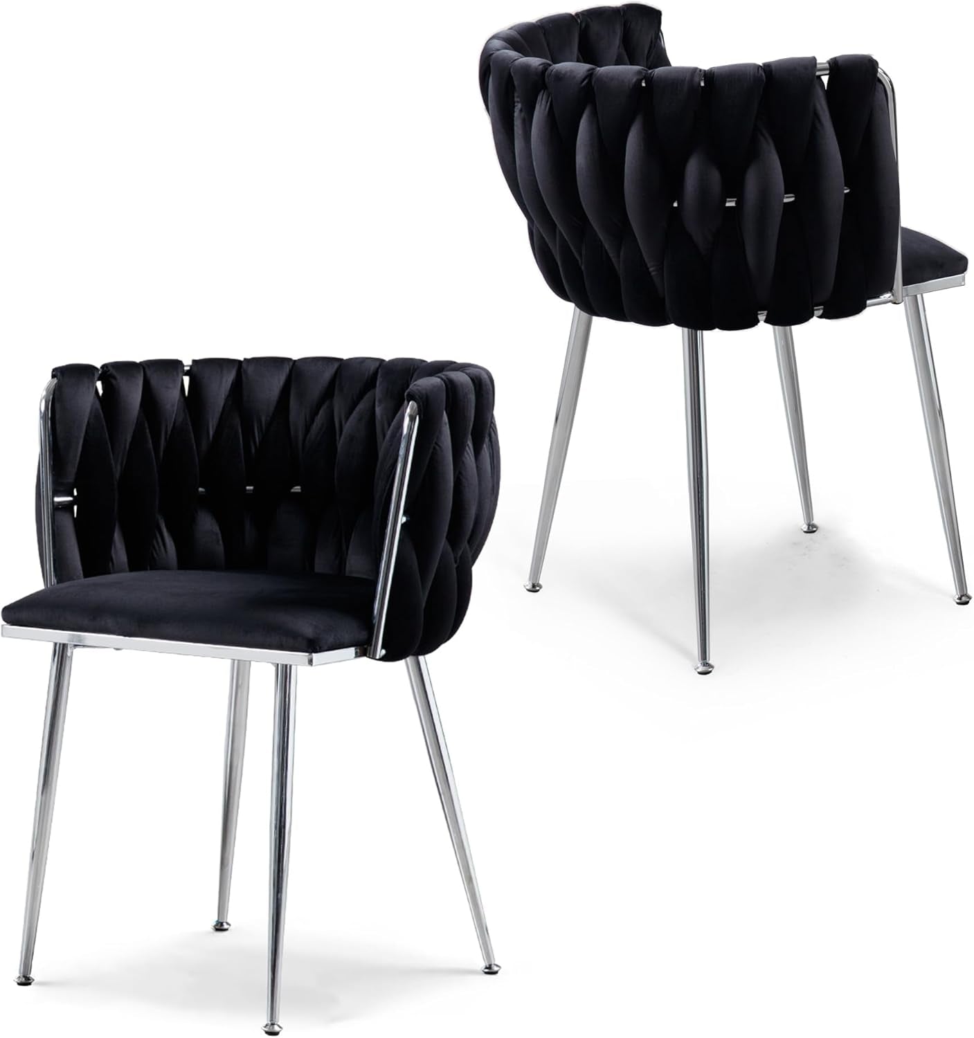 Hardy Haus Black Velvet Upholstered Dining Chairs For Couples – Set of 2