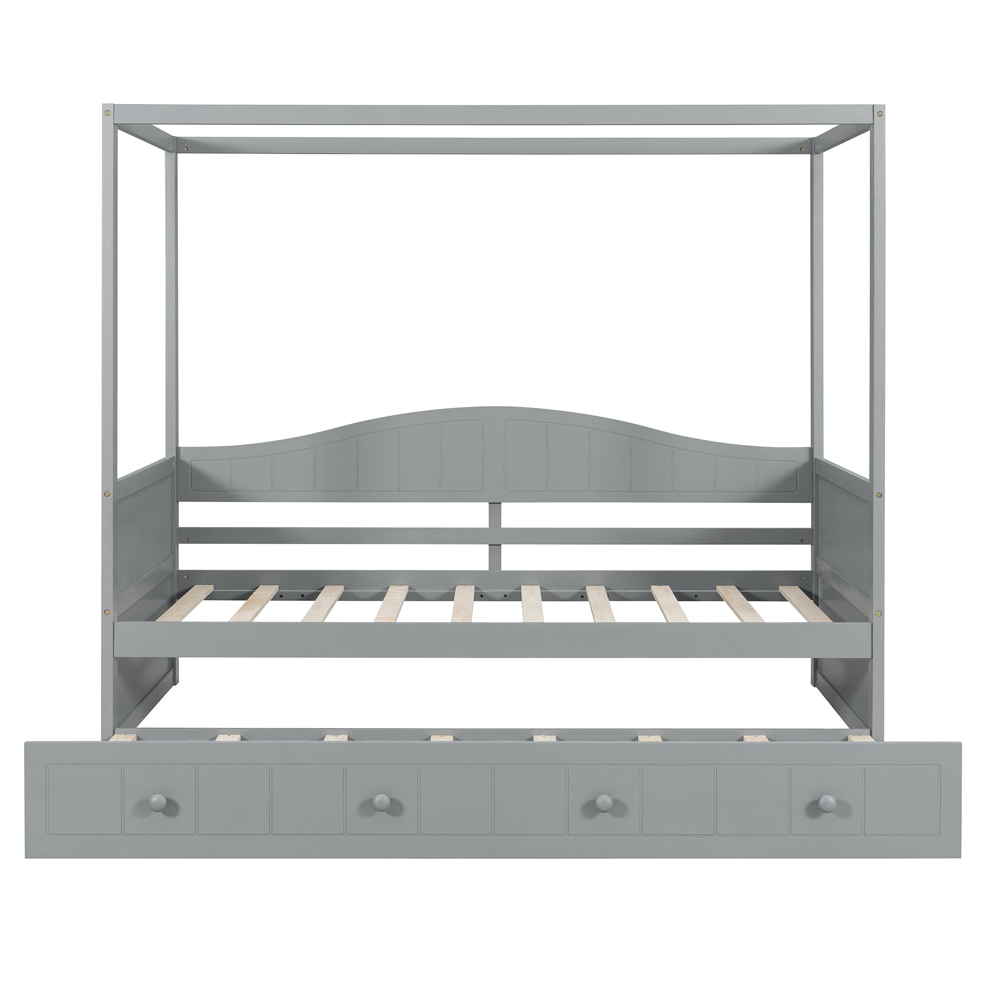 Twin Size Canopy Day Bed with Twin Size Trundle and Underbed Storage