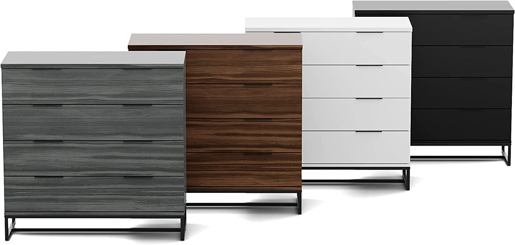 Black Modern Four Drawer Dresser Storage Chest For Bedroom