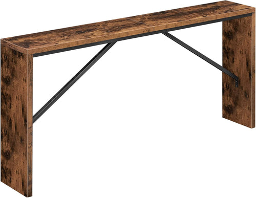62 Inch Long Rustic Brown Console Table For Entryway