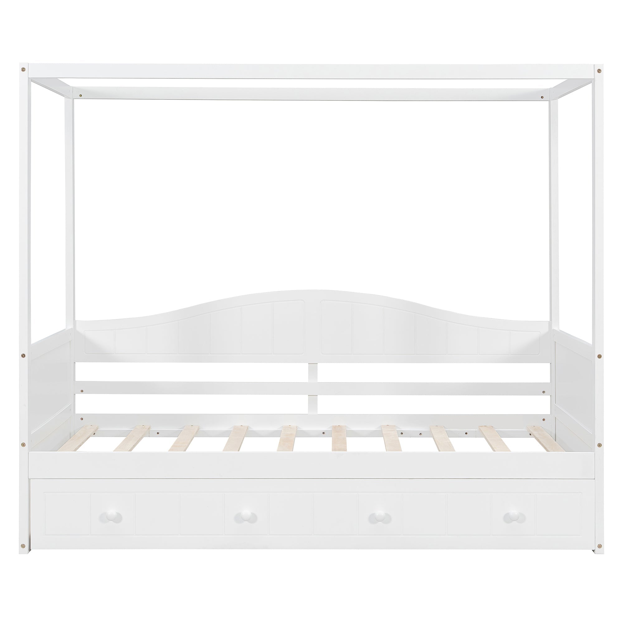 Twin Size Canopy Day Bed with Twin Size Trundle and Underbed Storage