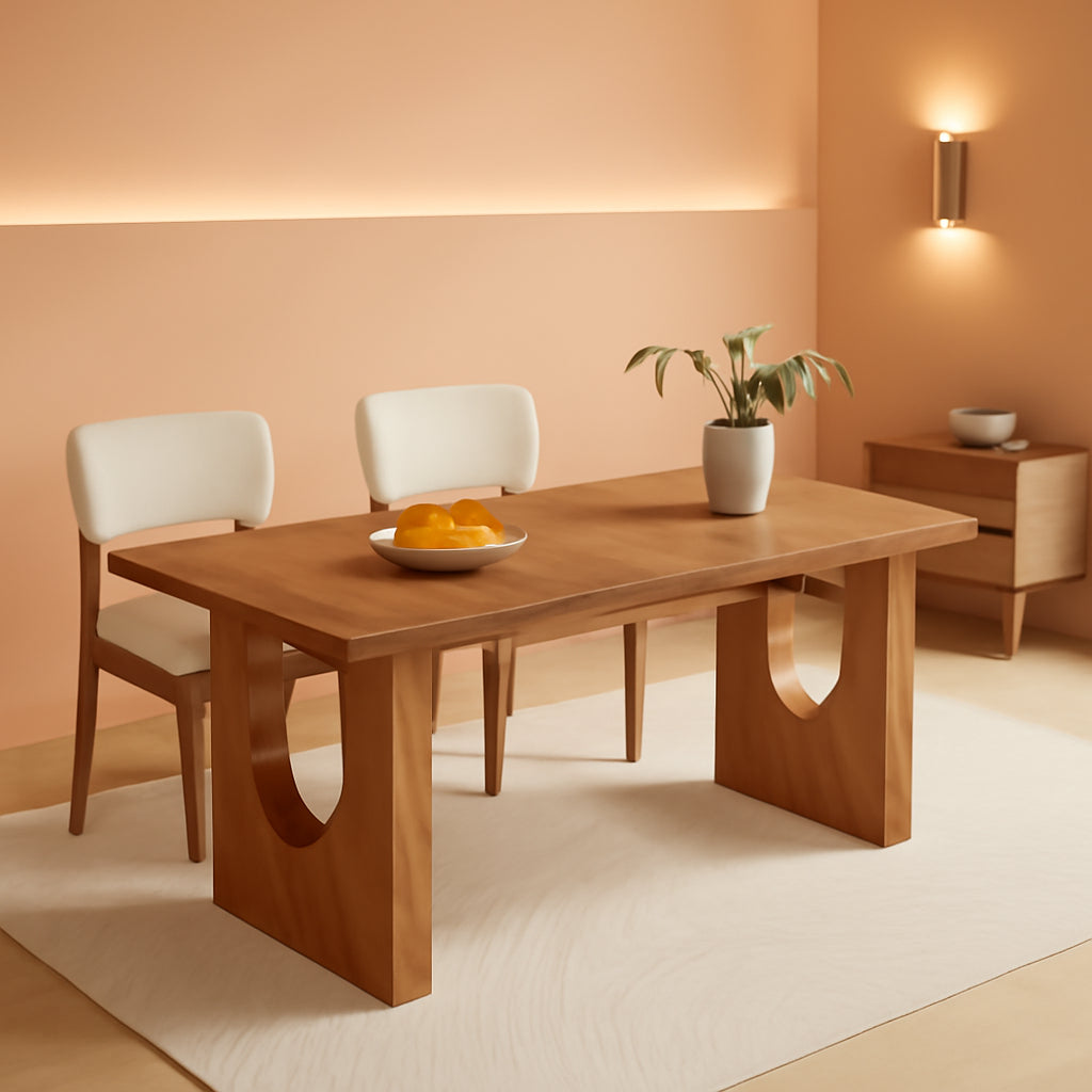 Dining Table 71 Inch Rustic Brown With Wood Pedestal