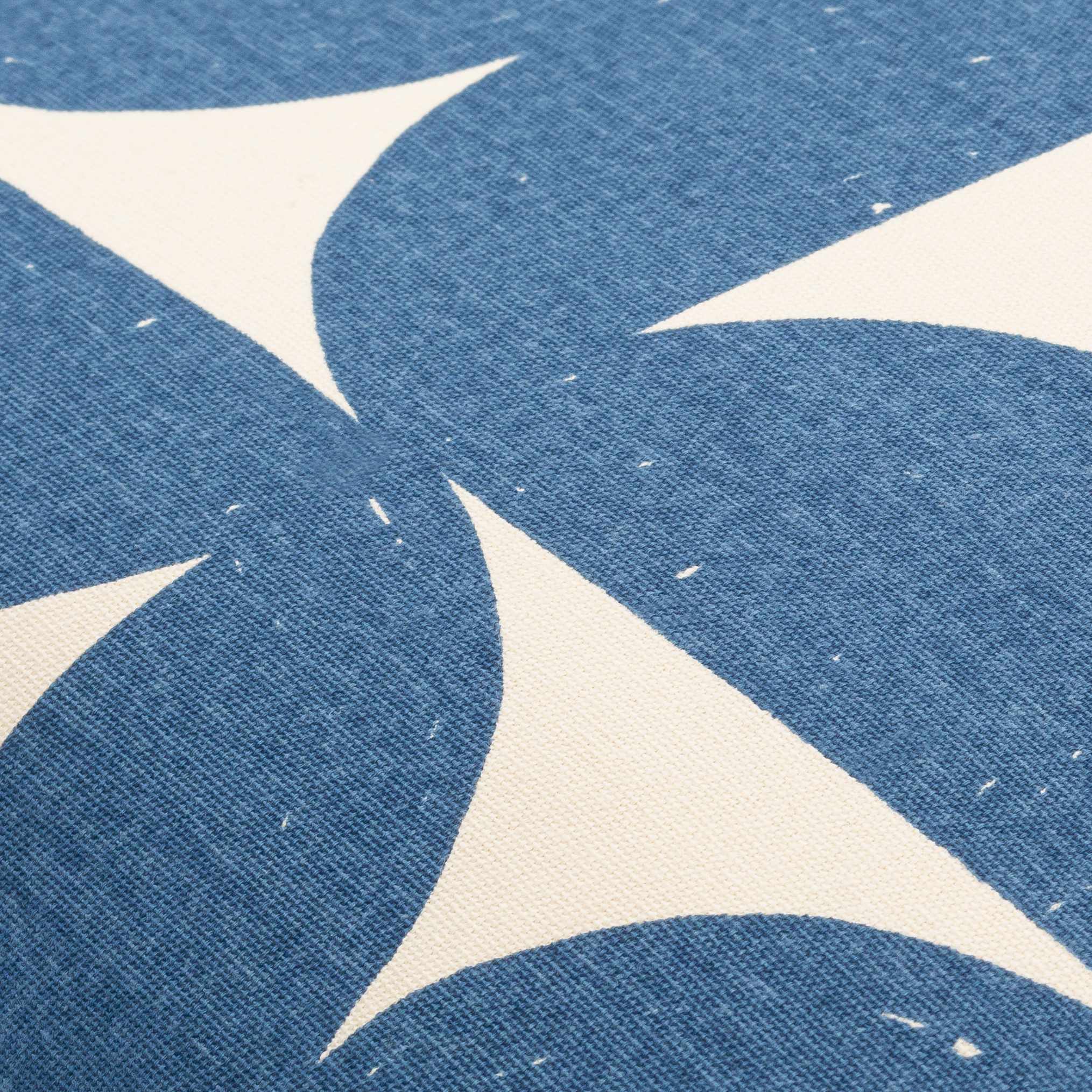 Close-up of blue and white patterned fabric