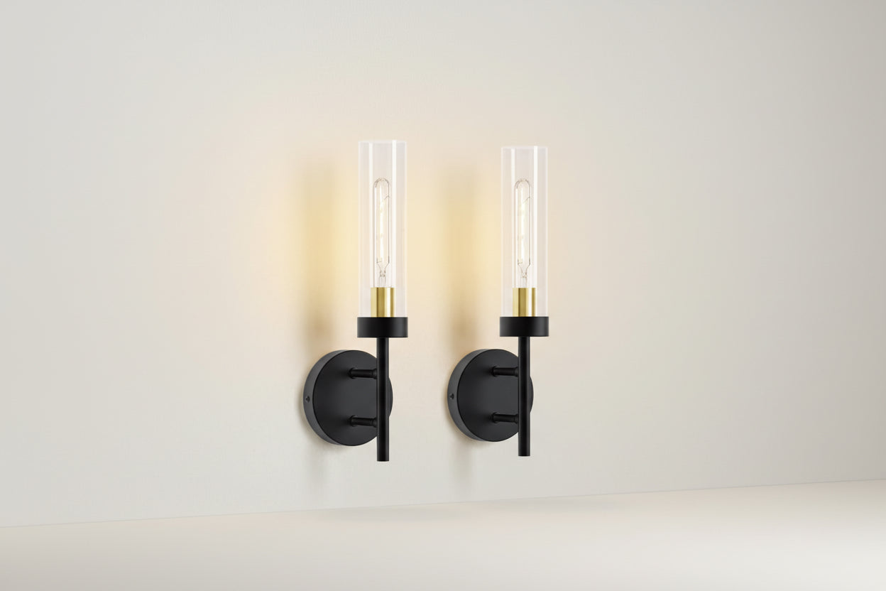 2PCS Glass Farmhouse Wall Lamp, Modern Bathroom Vanity Sconces Wall Lighting-0