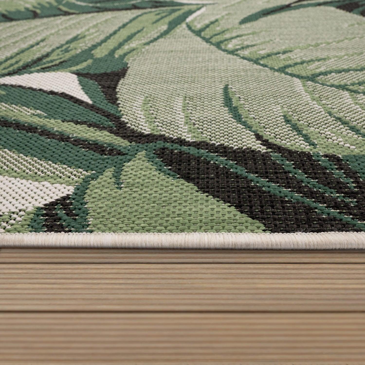 In- & Outdoor Rug Ostende for Patio Jungle Design - Green Beige-4