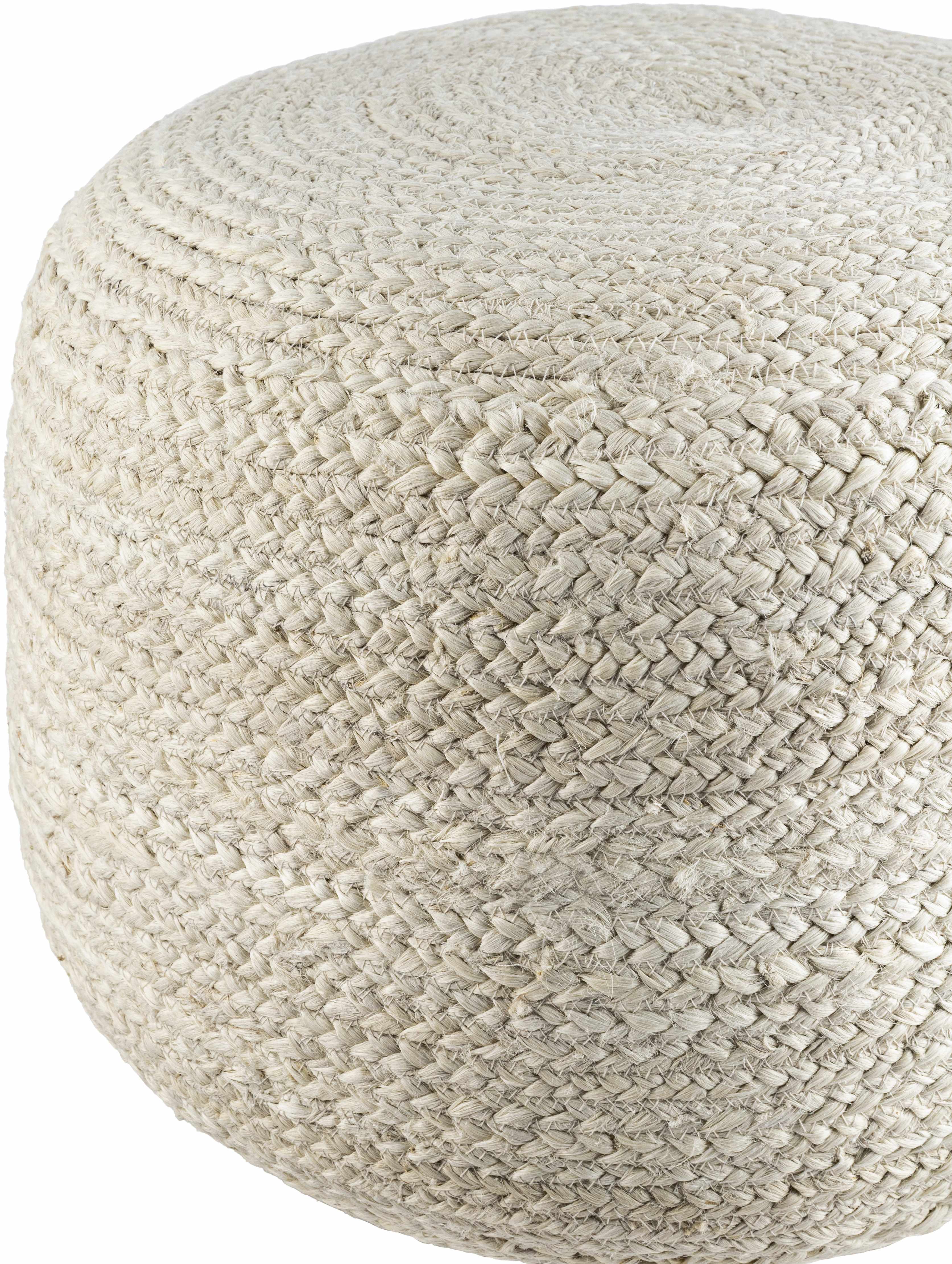 Textured beige pouf on a white background