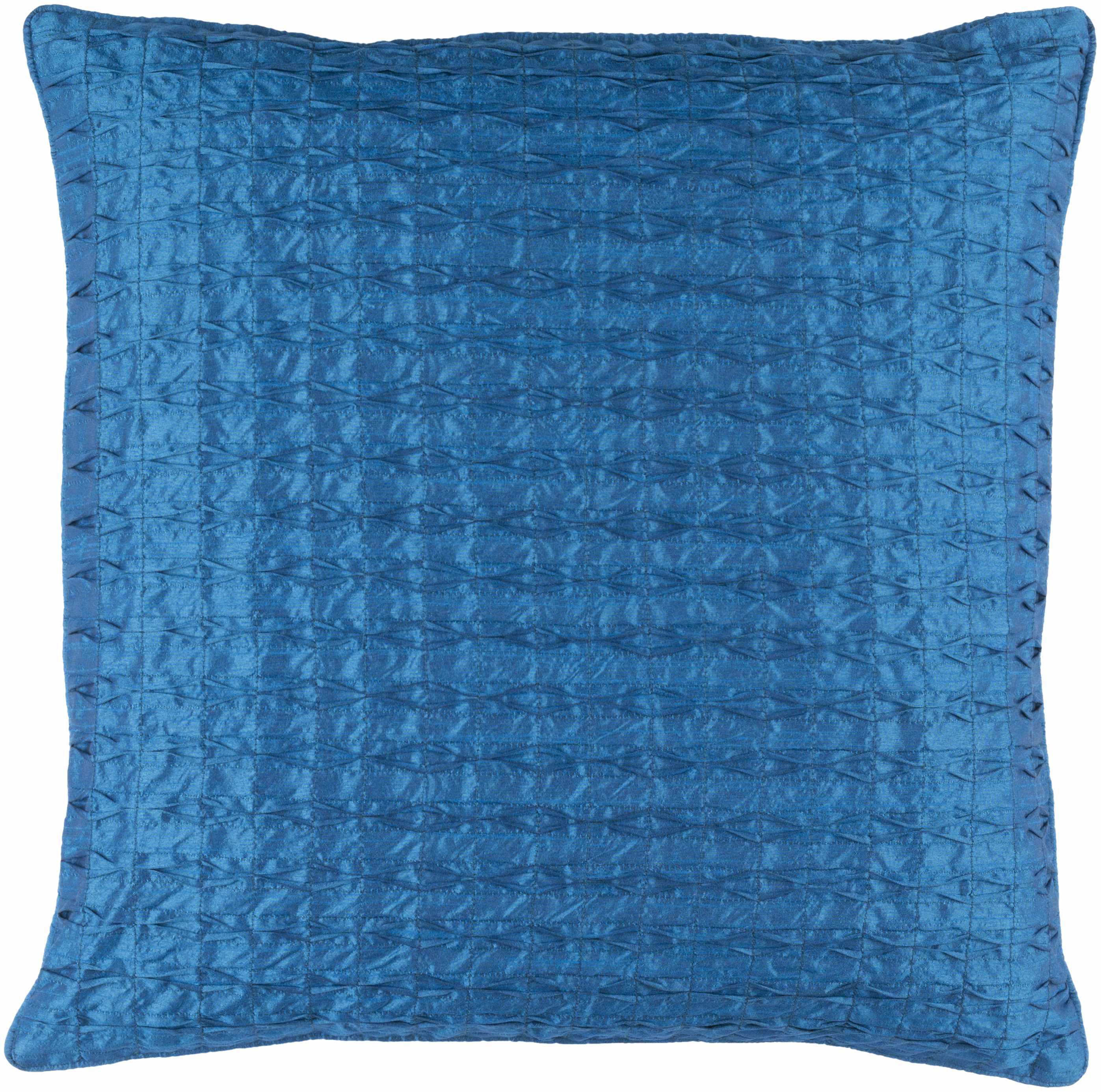 Blue textured pillow on a white background