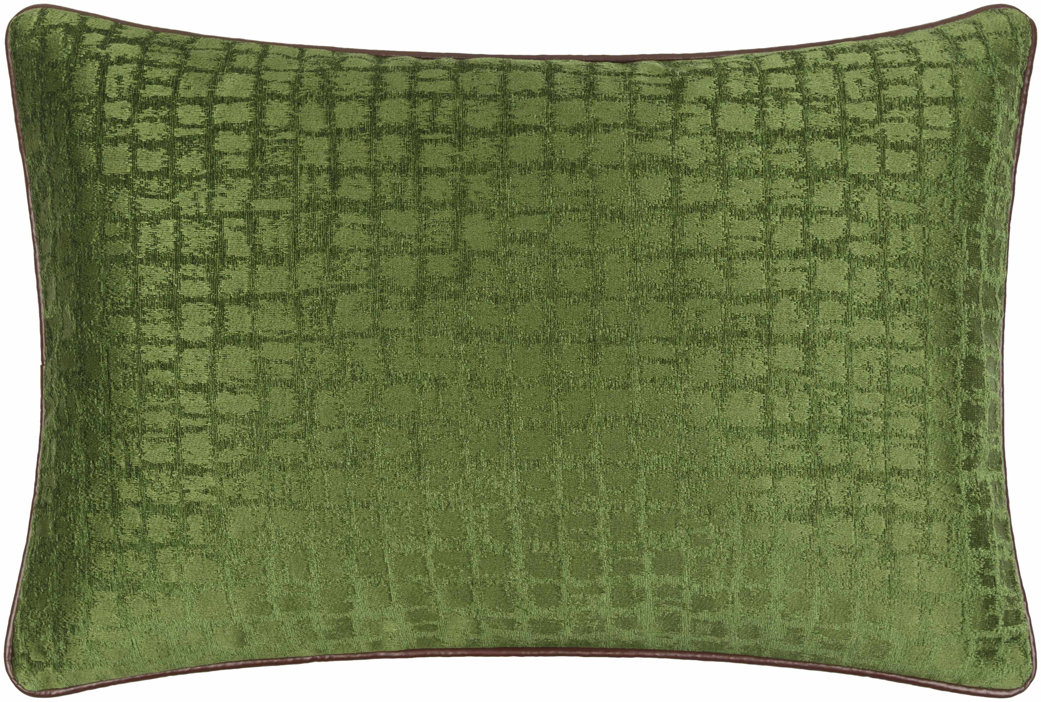 Green textured pillow with a subtle pattern on a plain background