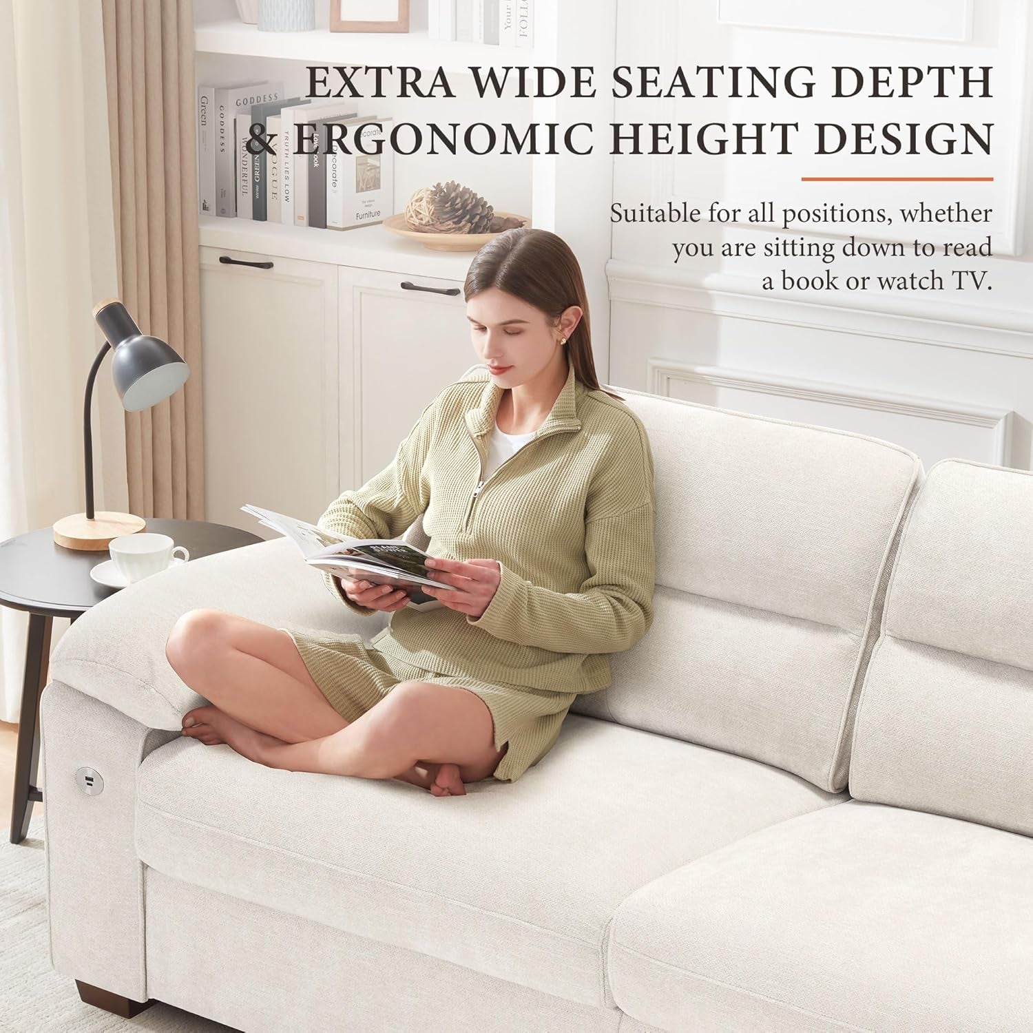 Modern 90.5 Inch Chenille Sofa With USB Charging-4