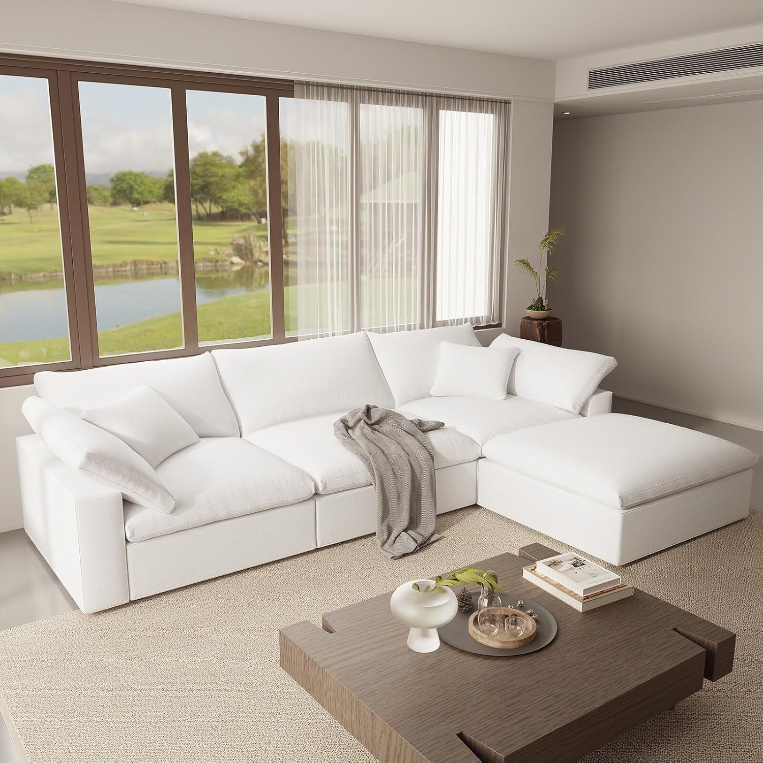 Oversize Modular Sectional Sofa with Chaise and Cushions-0