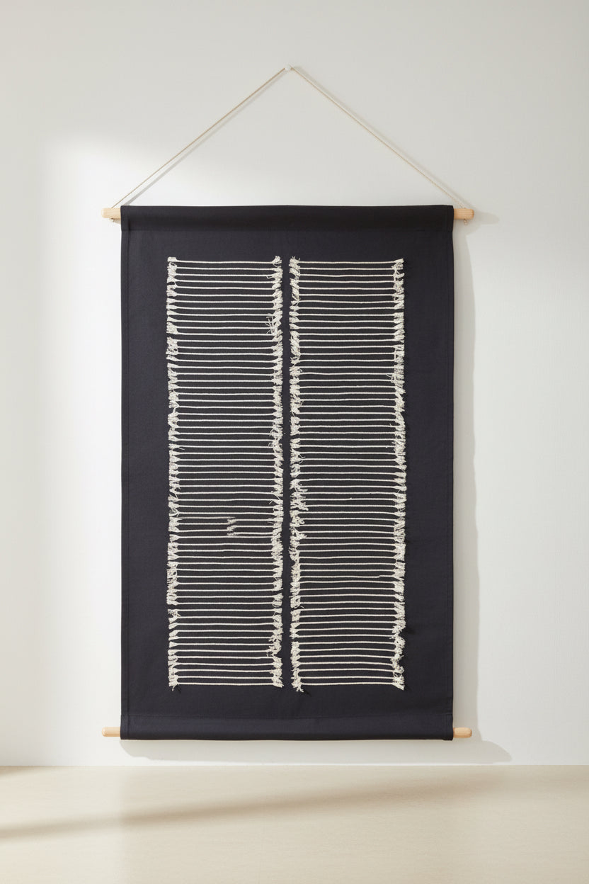 Queen Navy Fringed Wall Hanging-2