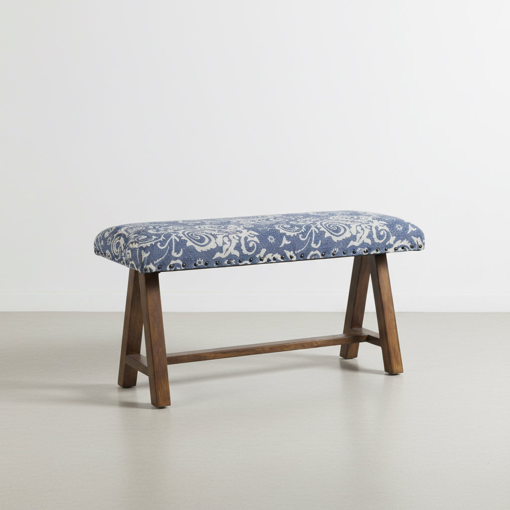 Spearman Blue Floral Wooden Bench-0