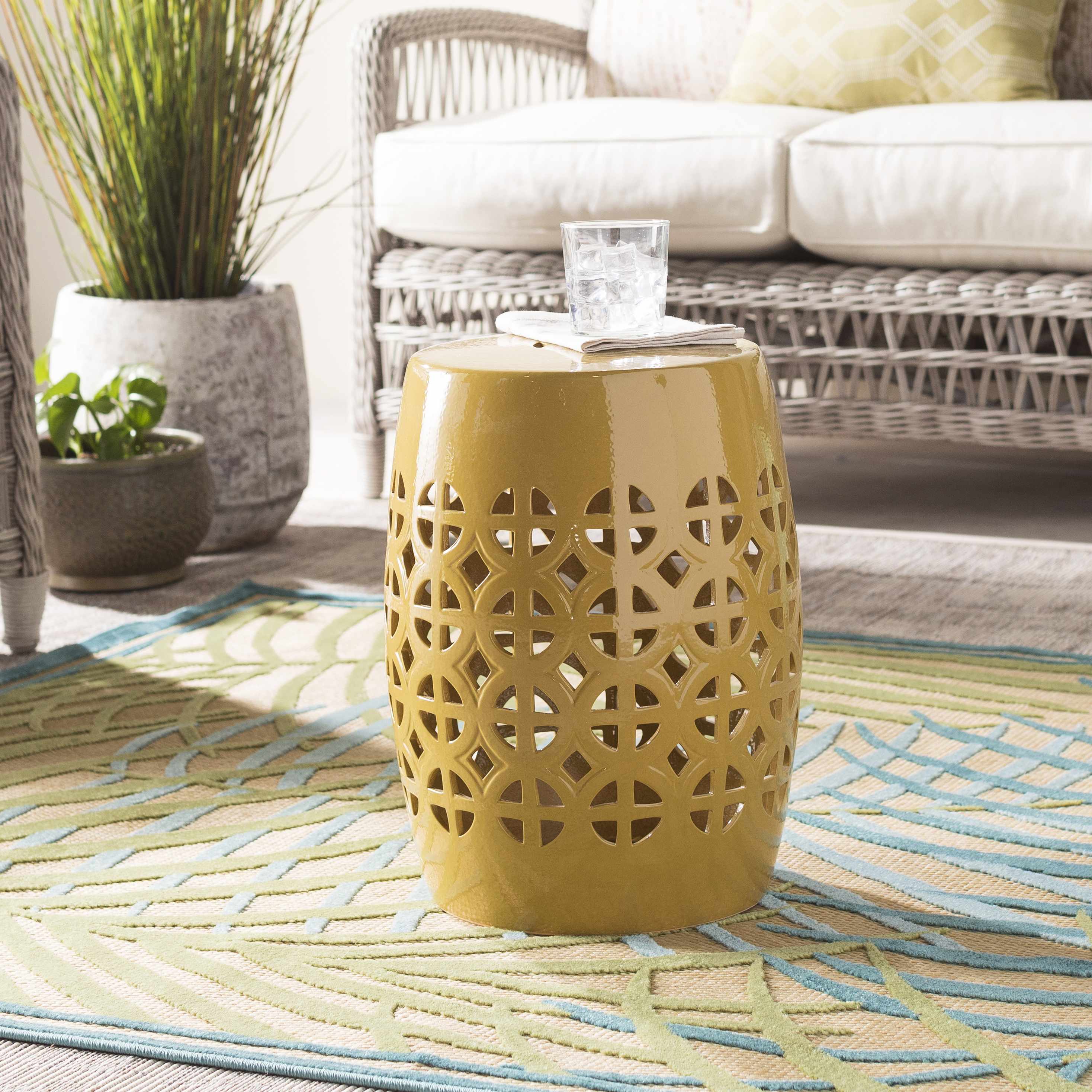 Yellow Ceramic Side Table-3