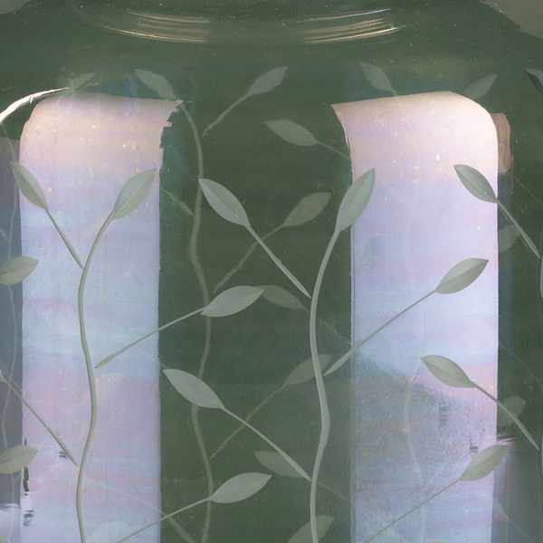 Stewartville Green Etched Glass Jar-3