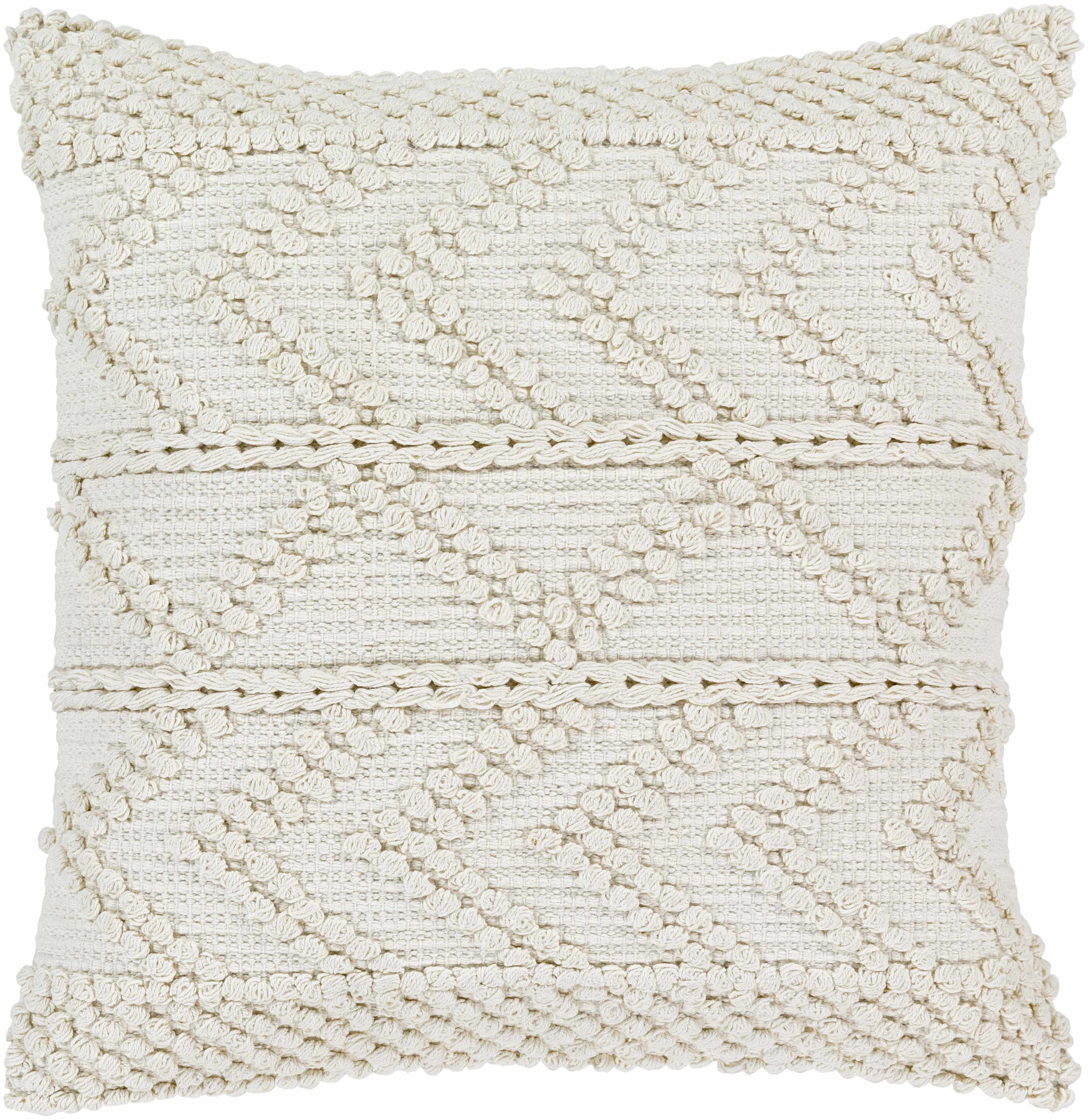 Sumiton White Textured Crochet Cotton Throw Pillow-1