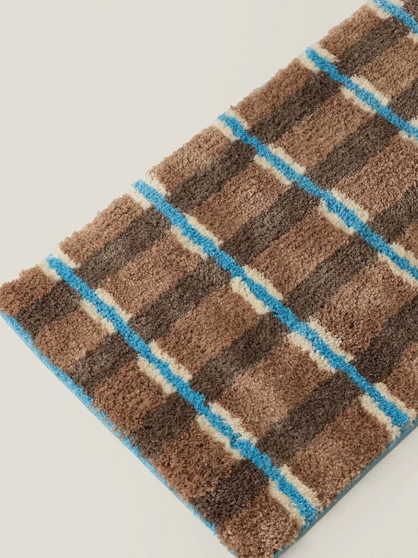 Ultra Soft Retro Earthy Tone Checker Bath Rug, Absorbent Mat-3