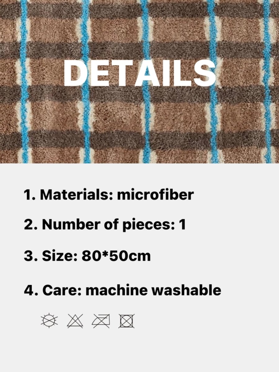 Ultra Soft Retro Earthy Tone Checker Bath Rug, Absorbent Mat-4