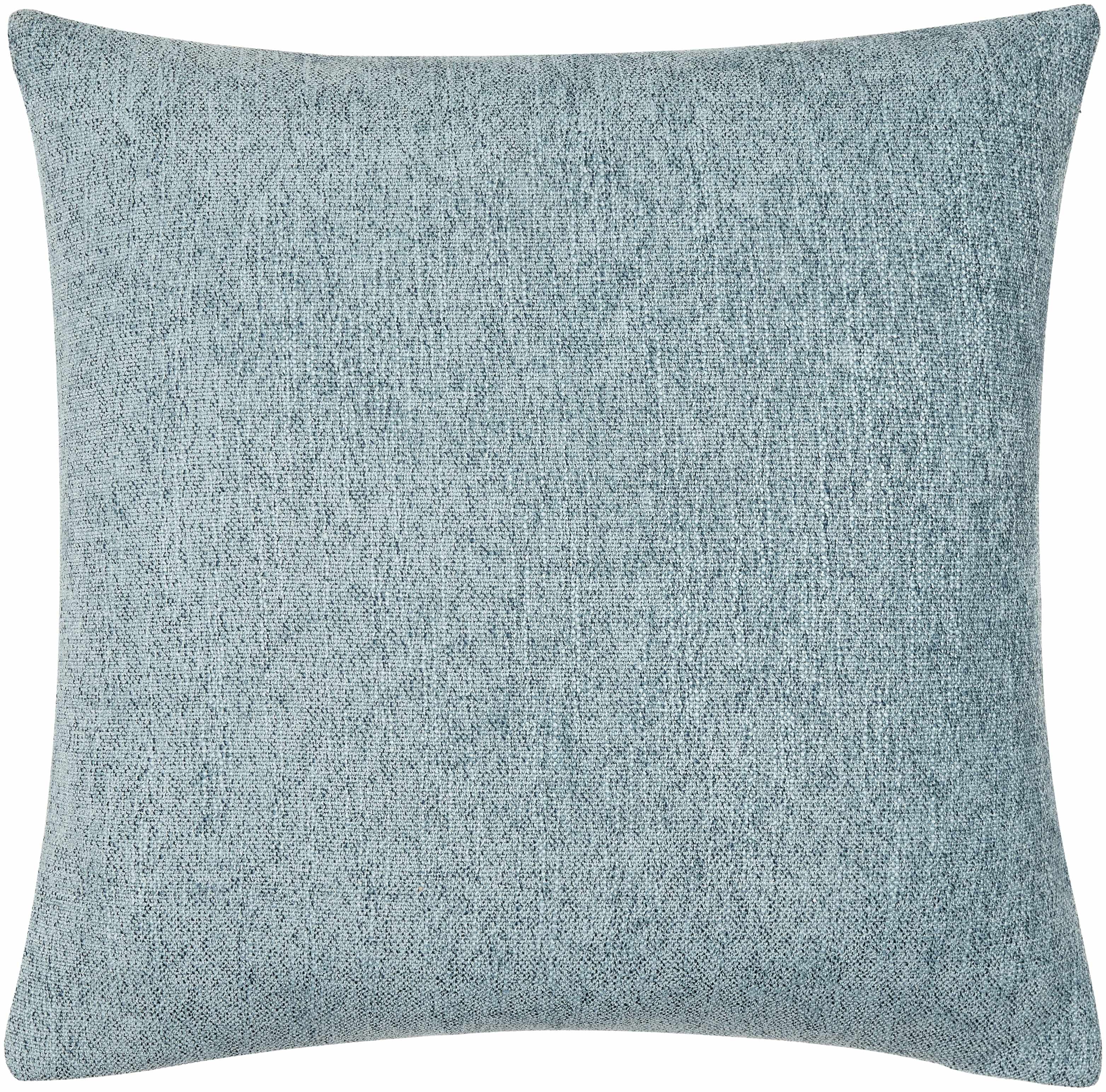 Solid light blue cushion on a white background