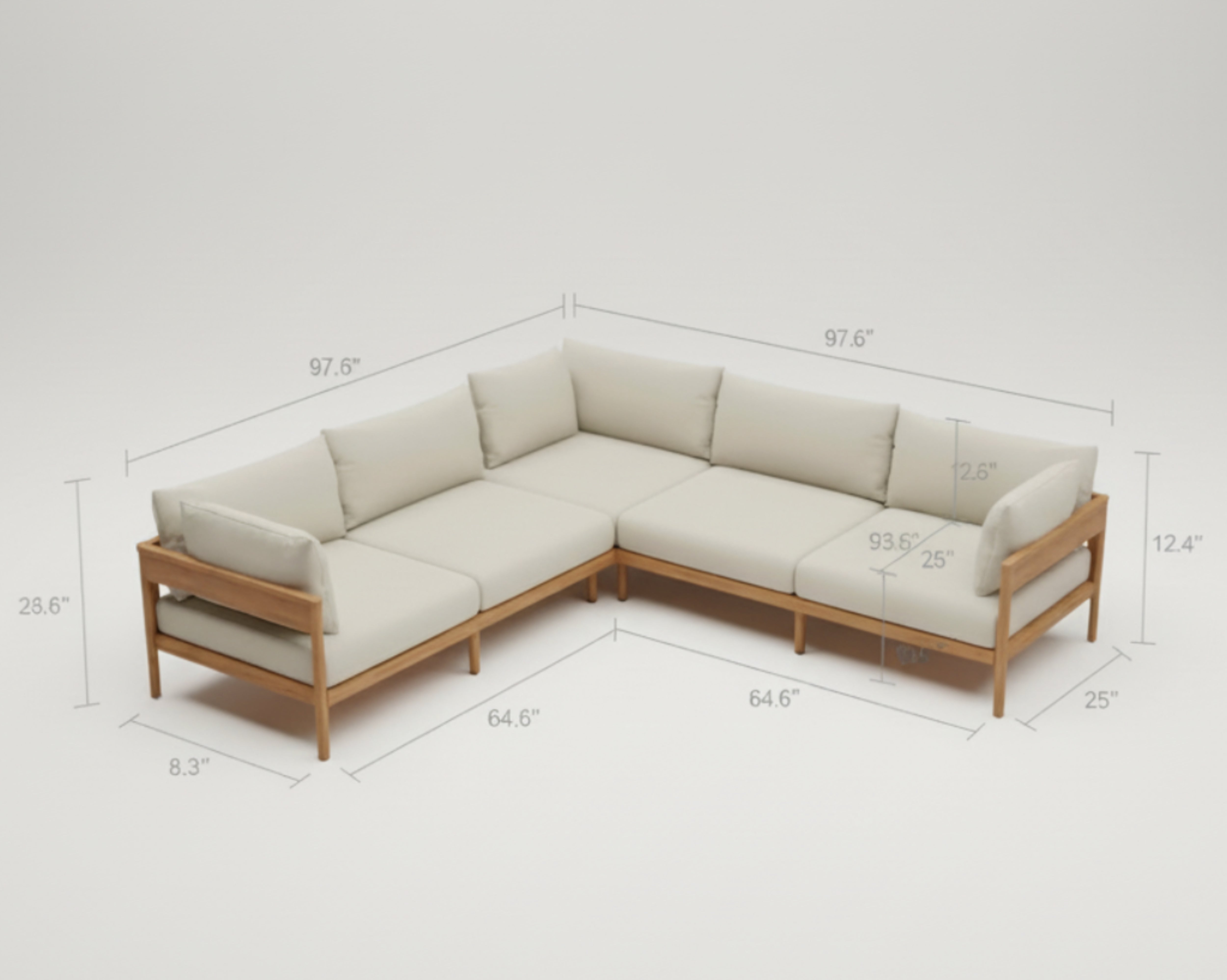 Modern Outdoor Sectional Sofa Set with Thick Cushions-1