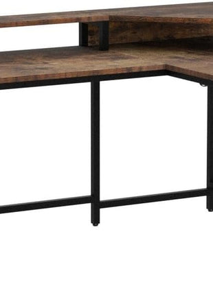 L Shaped Desk with Power Outlets & LED Lights, 67" Computer Desk with File Drawer, Corner Desk Home Office Desk with Monitor Stand & 3 Cubbies Storage Shelves, Rustic Brown-4