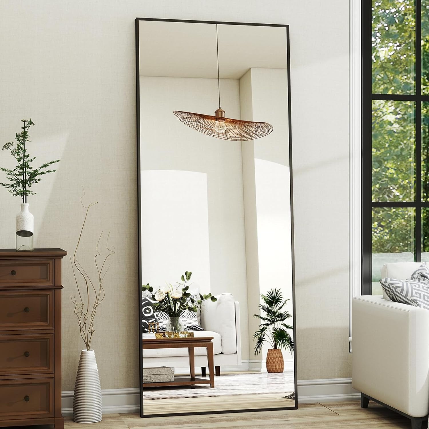 21"X 56" Rectangular Full-Length Mirror with Frame, Large Wall-Mounted or Leaning Floor Mirror for Bedroom, Entryway, and Living Room Décor, Modern Dressing Mirror for Home-0