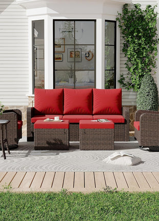 6 Piece Patio Furniture Set with Swivel Chairs-1