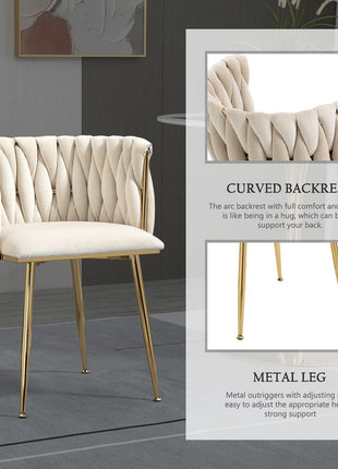 Modern Velvet Dining Chair with Gold Metal Legs, Set of 4 Luxury Tufted Dining Chairs for Living Room, Bedroom, Kitchen-4