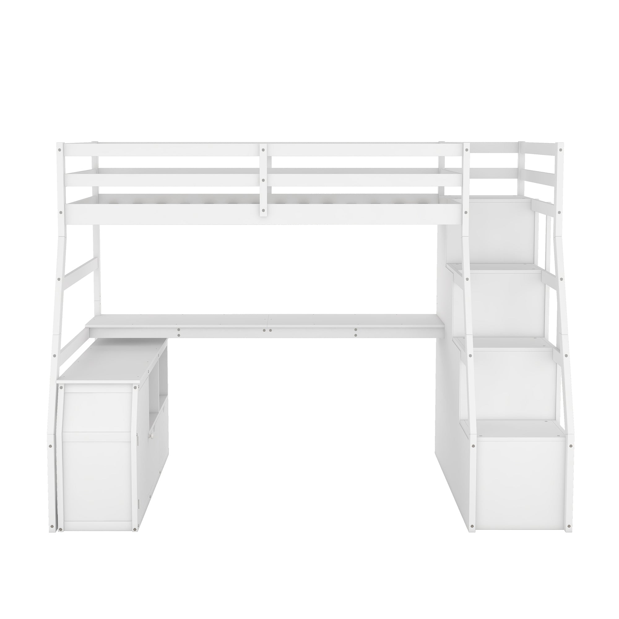 Twin Size Loft Bed with 7 Drawers 2 Shelves and Desk