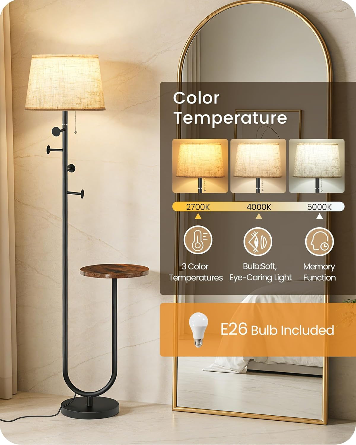 Floor Lamp With ThreeColorTemperature