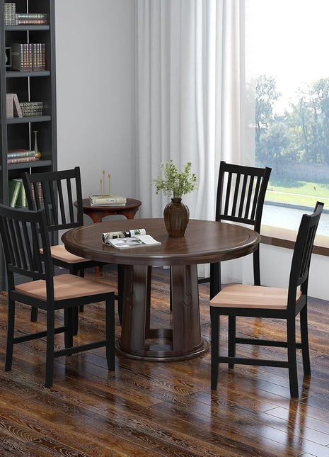 Wooden Dining Chairs Set of 4, Farmhouse Kitchen Chair with Rubber Wood Legs, Easy to Assemble Armless Dining Side Chairs, Dining Room Chairs, Black-3