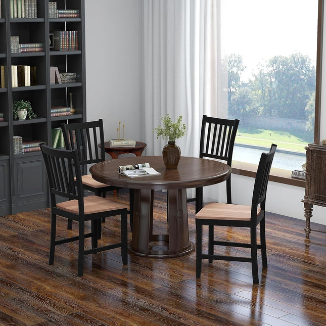Wooden Dining Chairs Set of 4, Farmhouse Kitchen Chair with Rubber Wood Legs, Easy to Assemble Armless Dining Side Chairs, Dining Room Chairs, Black-3