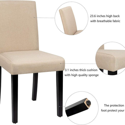 Dining Chairs Urban Style Fabric Parson Chairs Kitchen Living Room Armless Side Chair with Solid Wood Legs Set of 4 (Beige)-3