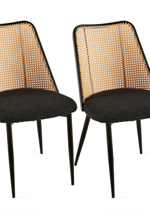 Set of Black Rattan Dining Chairs-3