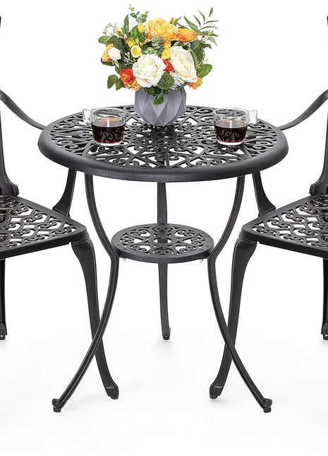 Black Rustproof Bistro Set Umbrella Hole-1