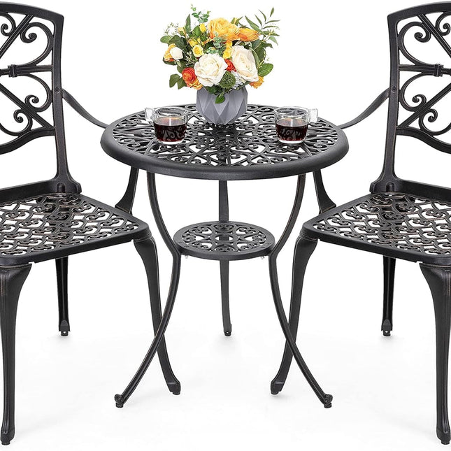 Black Rustproof Bistro Set Umbrella Hole-1