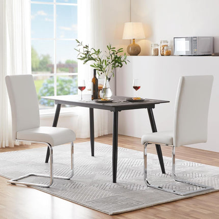 Set of 2 Dining Chairs Modern Kitchen Chairs High Back Faux Leather Dining Room Chairs Upholstered Armless Side Chairs with Metal Legs Home Kitchen Furniture, White-1