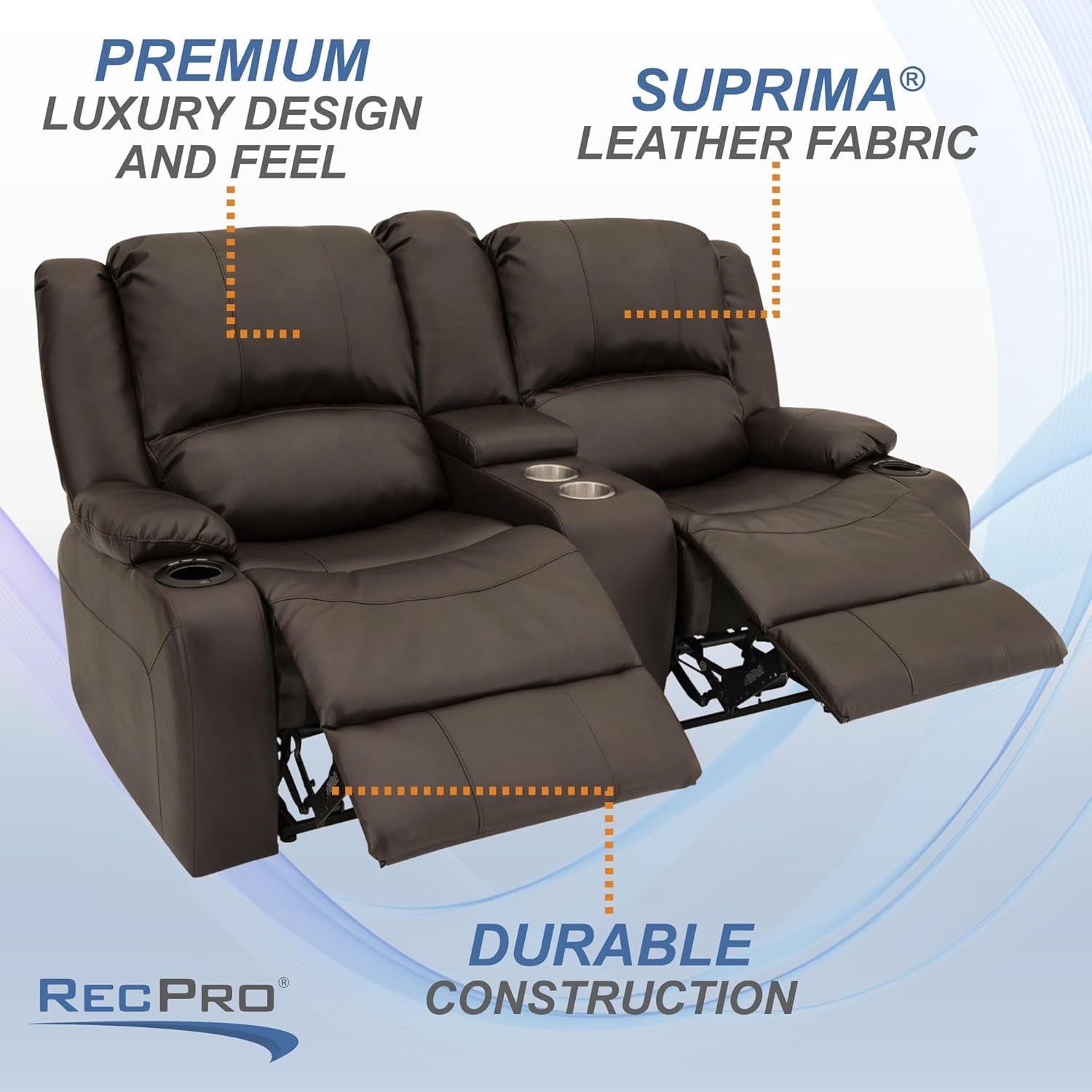 Powered Wall Hugger RV Recliner Sofa Loveseat 67In Chestnut-2