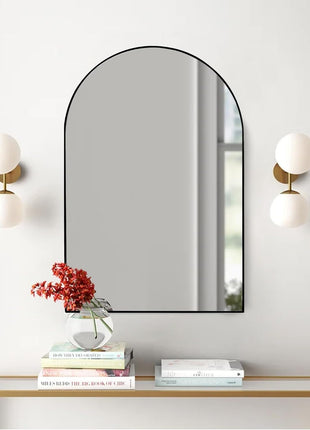 Black Arched Bathroom Mirror 24x36, Wood Frame, Vanity-2
