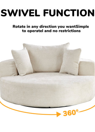 55''L Chenille Foam Single Swivel Chair, Fluffy Modern Sleeper, 360 Degree Swivel Chair for Living Room, Bedroom, Lounge and Projection Room-2